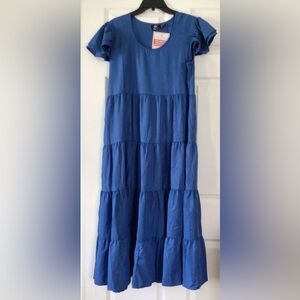 Chic Blue Tiered Maxi Skirt